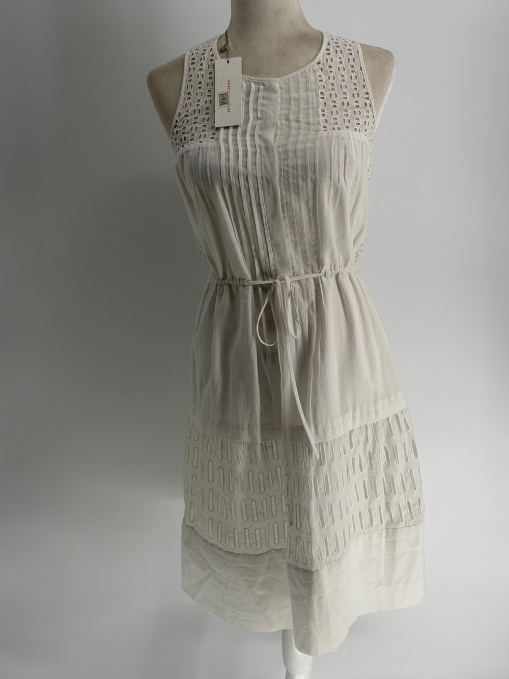 Rebecca Taylor Eyelet Laser Cut Cotton Midi White Dress Size 2 NWT